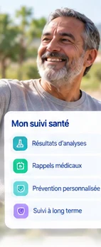 Un homme souriant suit sa santé